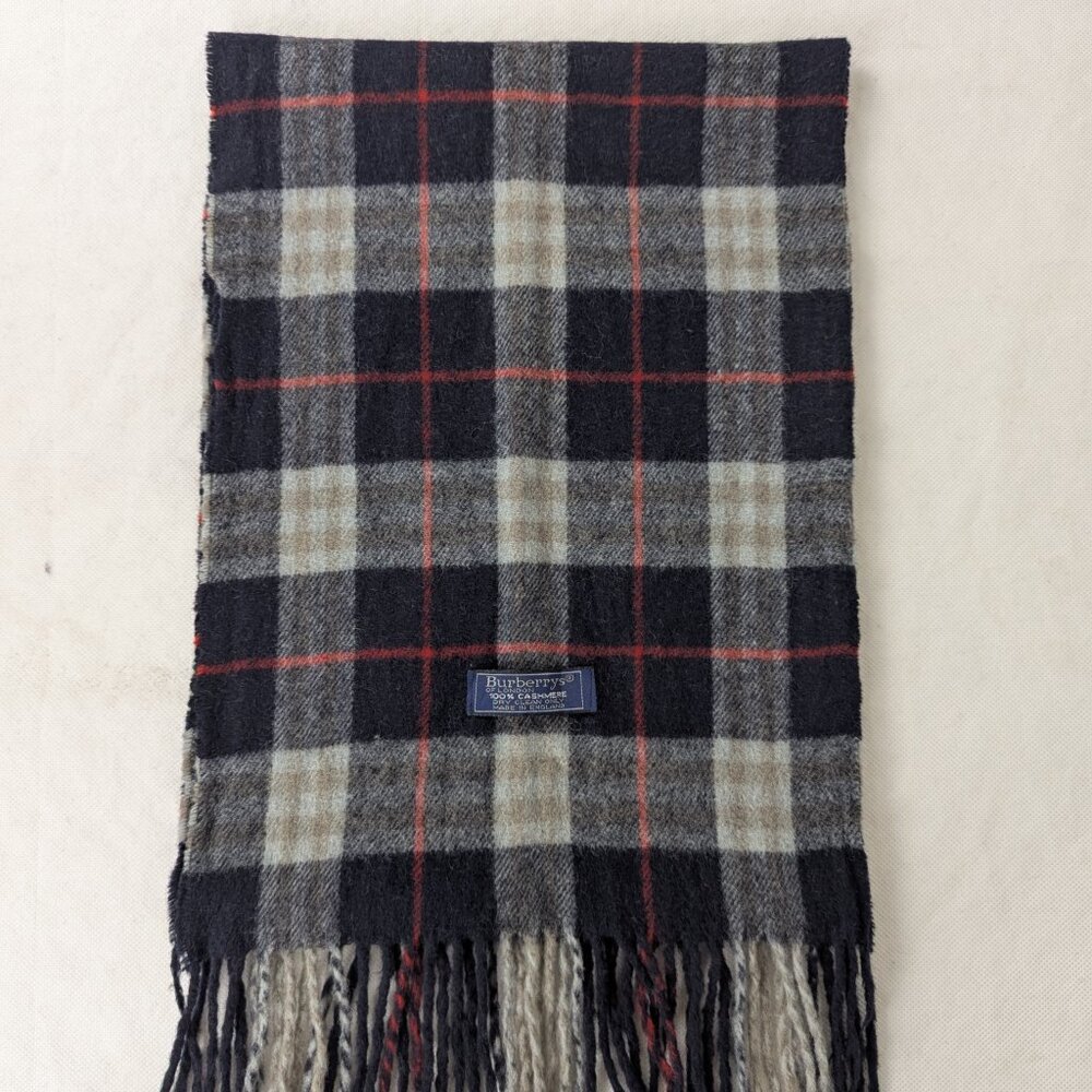 Burberry Cashmere Check Scarf Blue Unisex | Iconic Designer | Fast Shipping - Picture 4 of 6